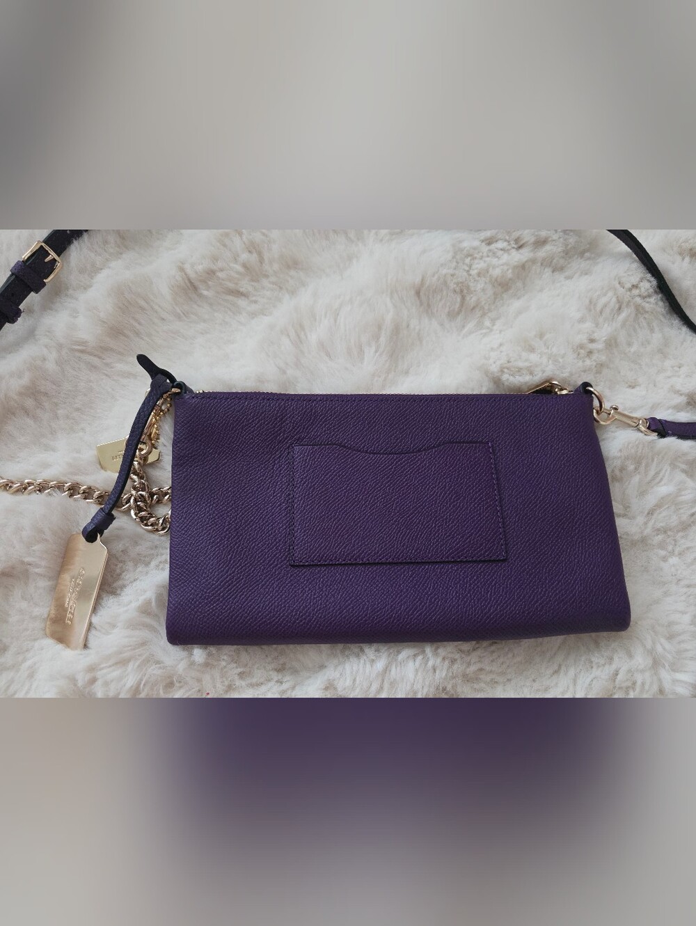 Coach Purple Genuine Leather Kylie Crossbody Bag With Gold Accents 52385 - Picture 8 of 13